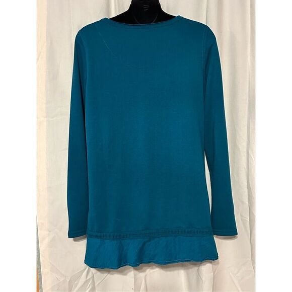 GREAT CONDITION SOFT SURROUNDINGS TURQUOISE Soft Knit Top Tunic Sz small - Picture 3 of 7